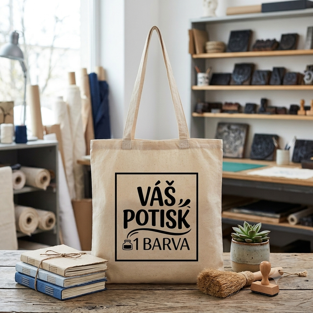 Bavlněná taška natural s vlastním černým potiskem