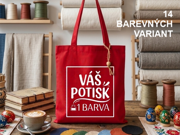 Bavlněná taška barevná s bílým potiskem